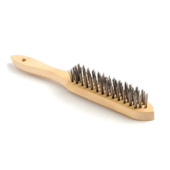 Welding brush wooden handle with 4 rows of straight stainless steel wires