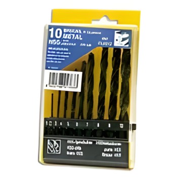 Set of 10 HSS rolled metal drill bits Ø 1 to 10 mm