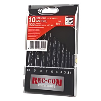 Set of 10 HSS Ground Metal Drill Bits Ø 1 to 10 mm