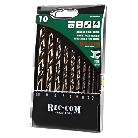 Set of 10 HSS cobalt 5% metal drill bits Ø 1 to 10 mm