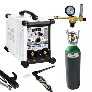 PACK: GYS PROTIG 200 AC DCHF TIG Welder + 4m torch + Regulator + Gas