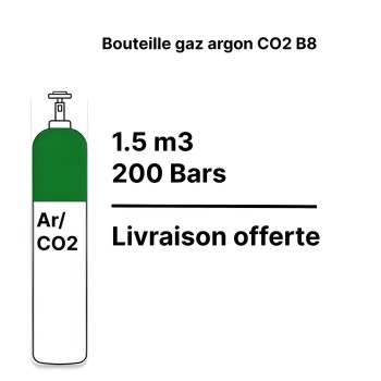 Argon CO2 15% welding gas cylinder - B8 - 1.7m³