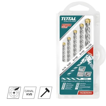 Set of 5 wall drill bits TACSD5055 | HSS