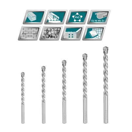 Set of 5 drill bits for porcelain TACSD7156 | HSS