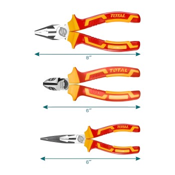 Set of 3 insulated pliers  THT2K0302 | Chrome-vanadium (Cr-V)