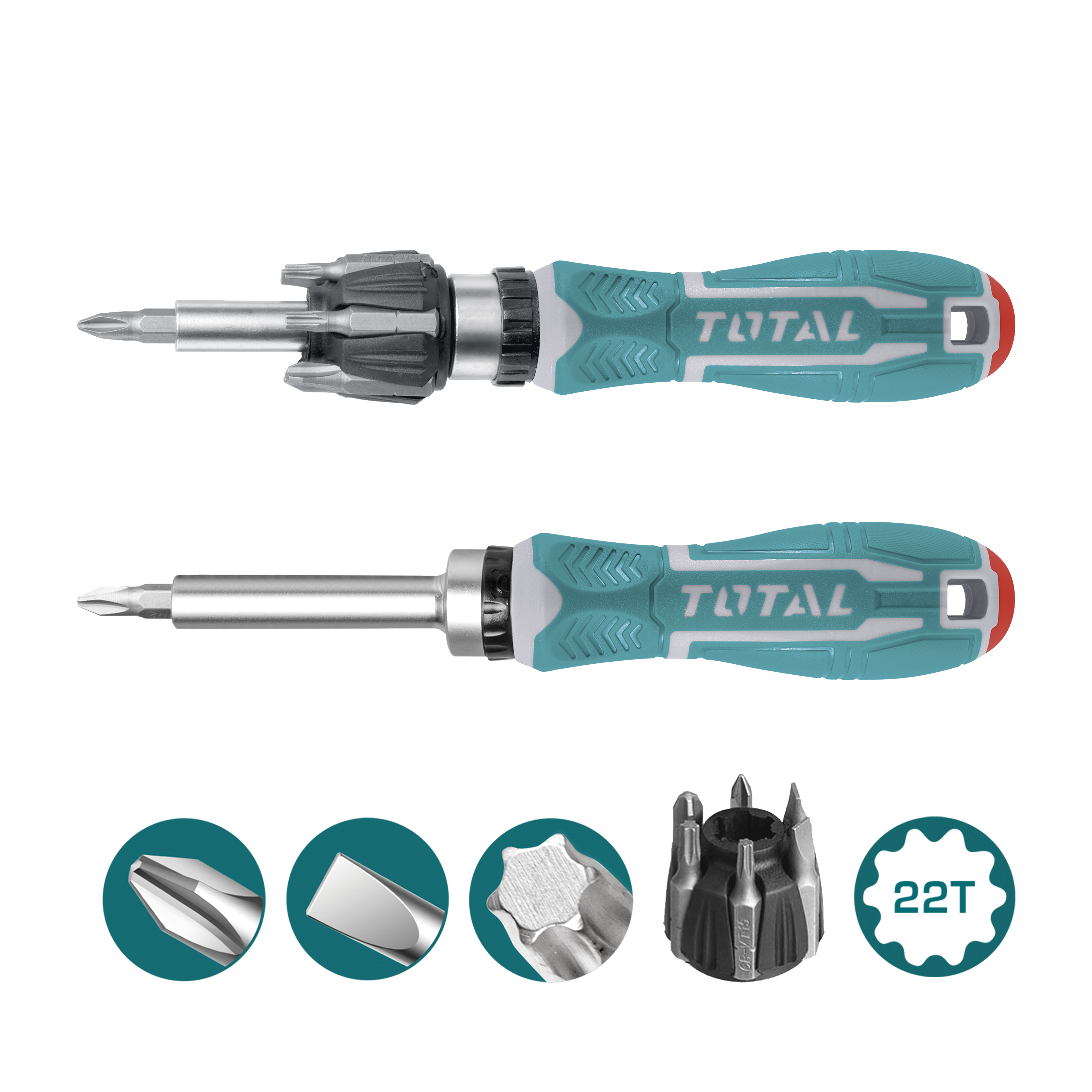 Screwdriver with 7 interchangeable bits TACSD30086