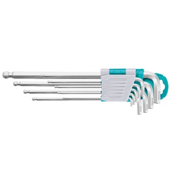 Set of 9 ball-end hex keys THT106291 | Chrome-vanadium (Cr-V)