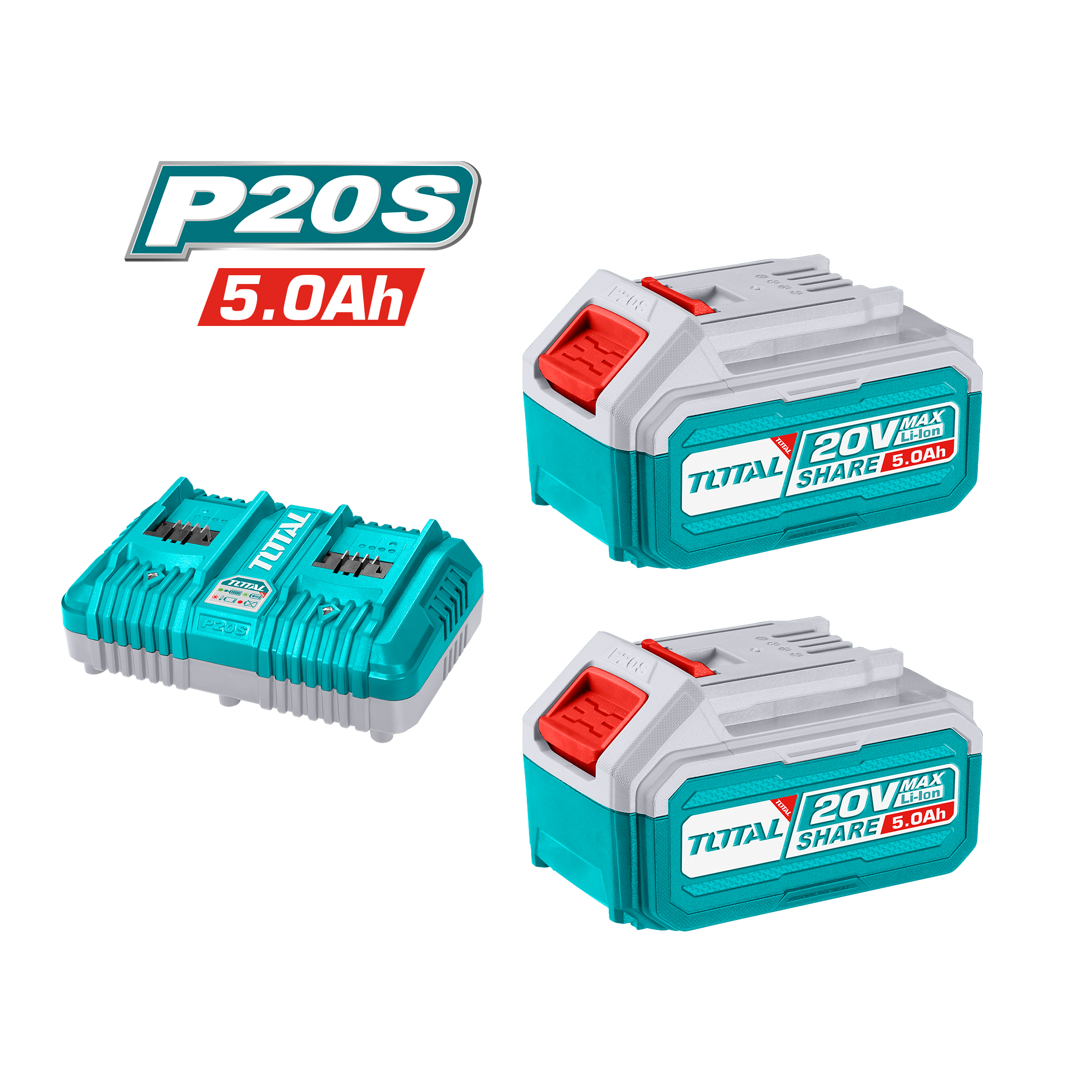 Set of 2 x 5Ah batteries + dual charger TFBCPK2425 | 20 V - 5 Ah