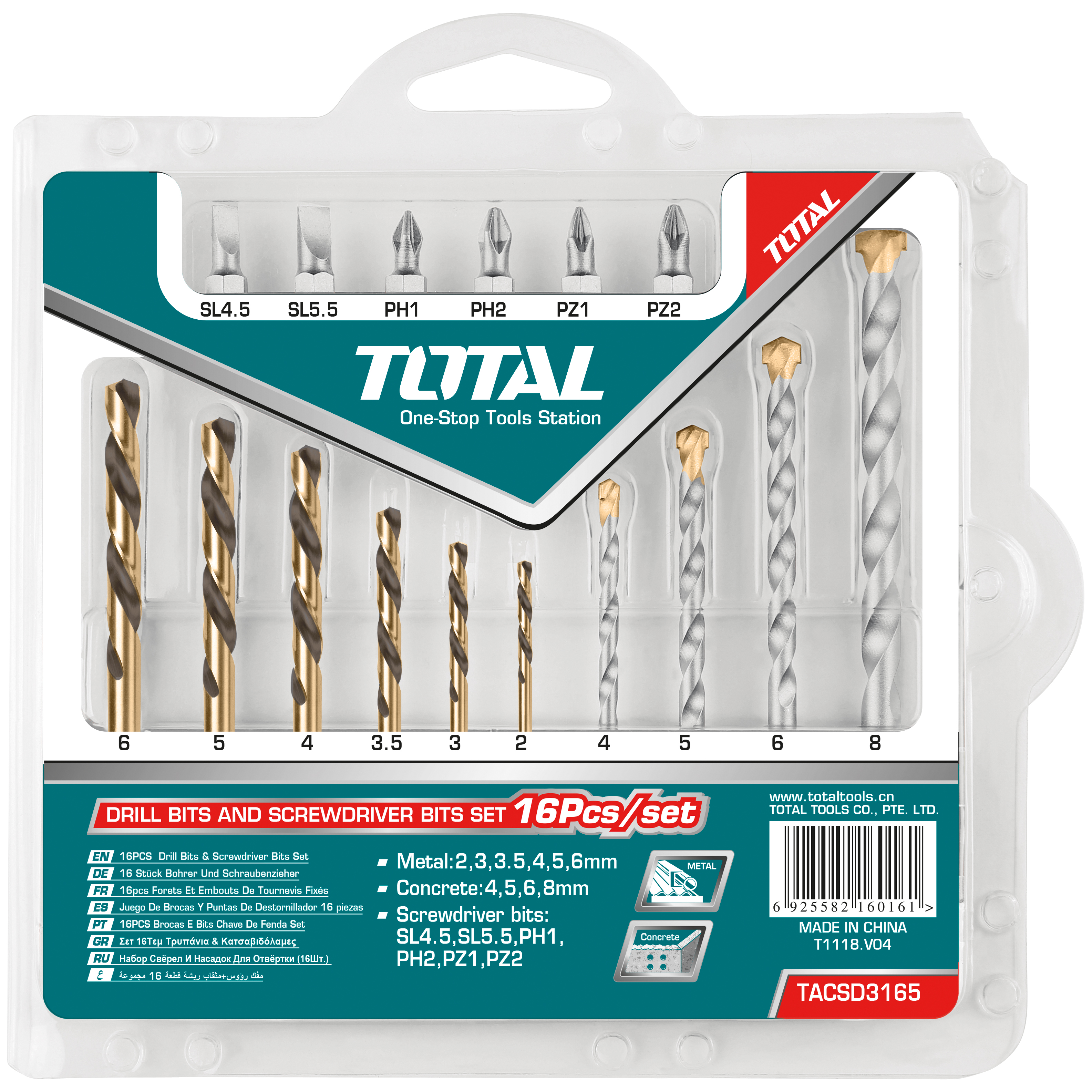 Set of assorted drill bits TACSD3165 | HSS