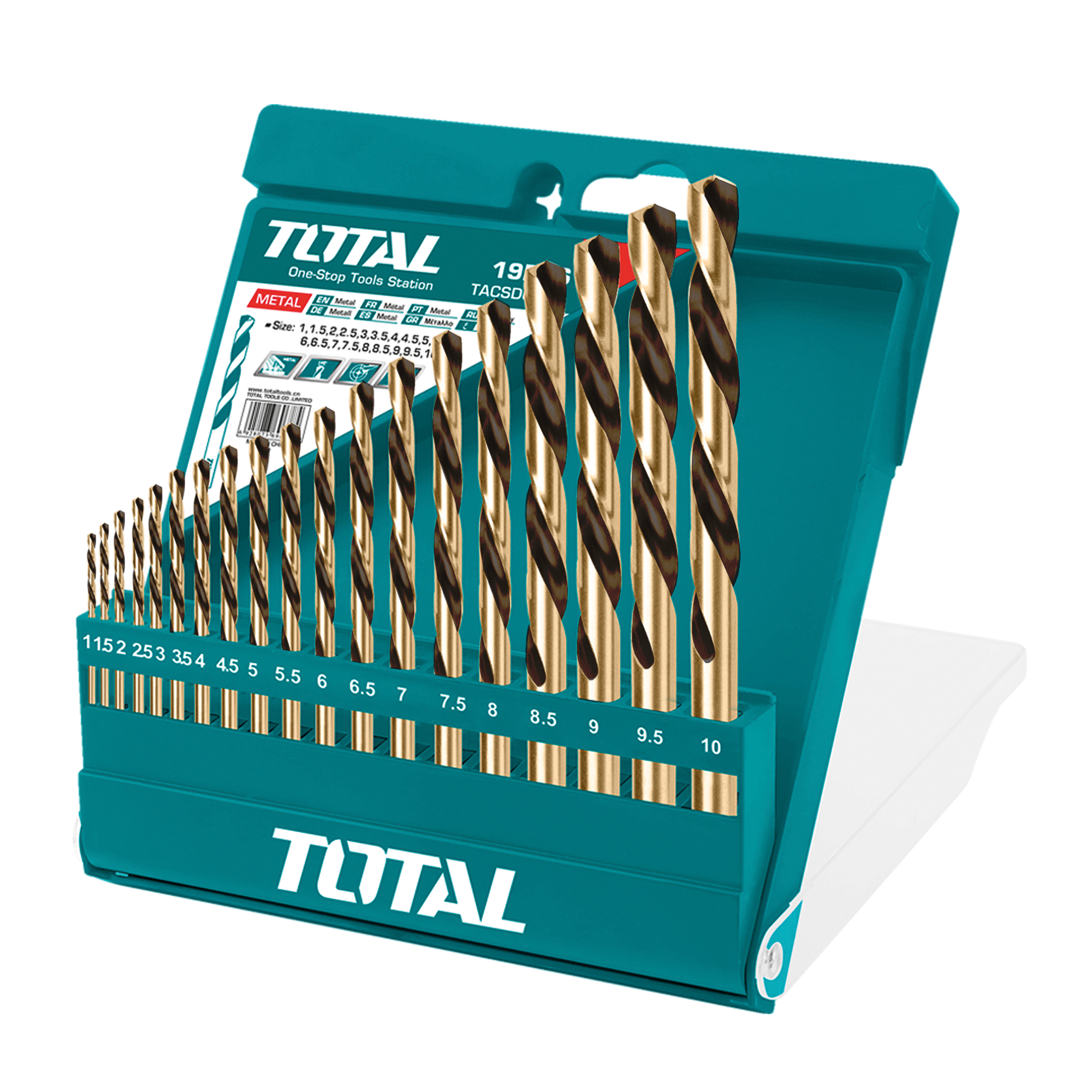 Set of 19 drill bits for metal TACSD0195 | HSS