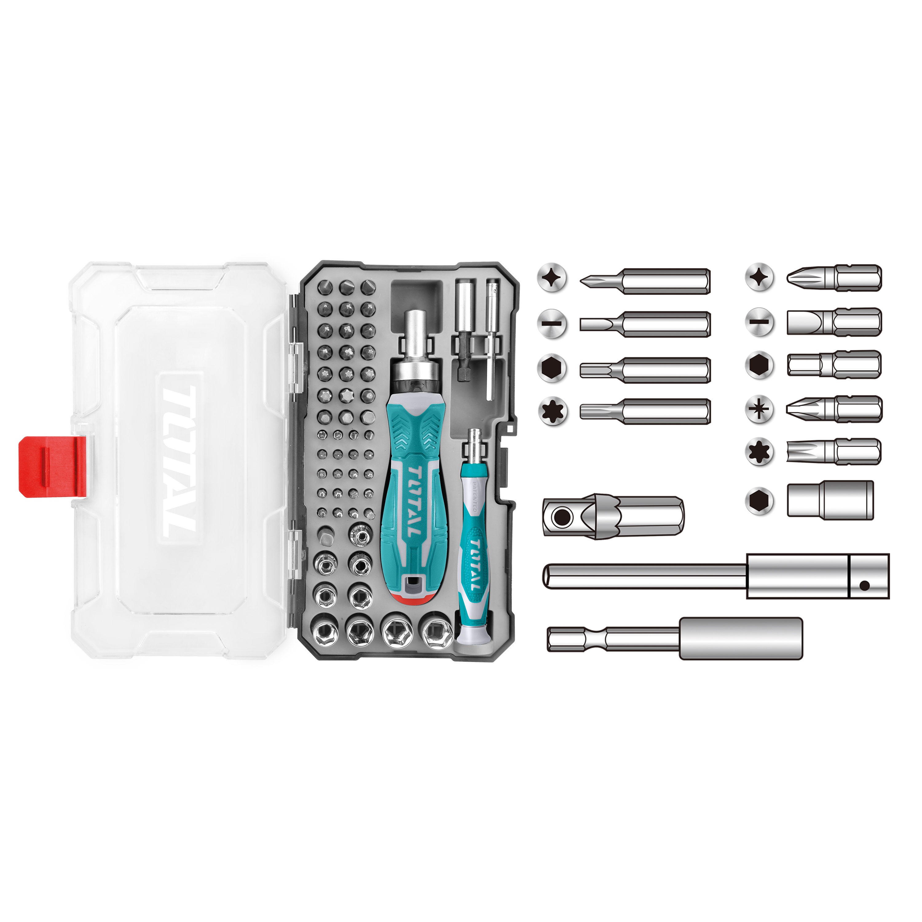 Screwdriver with bits TACSD30556 | 55 Pieces