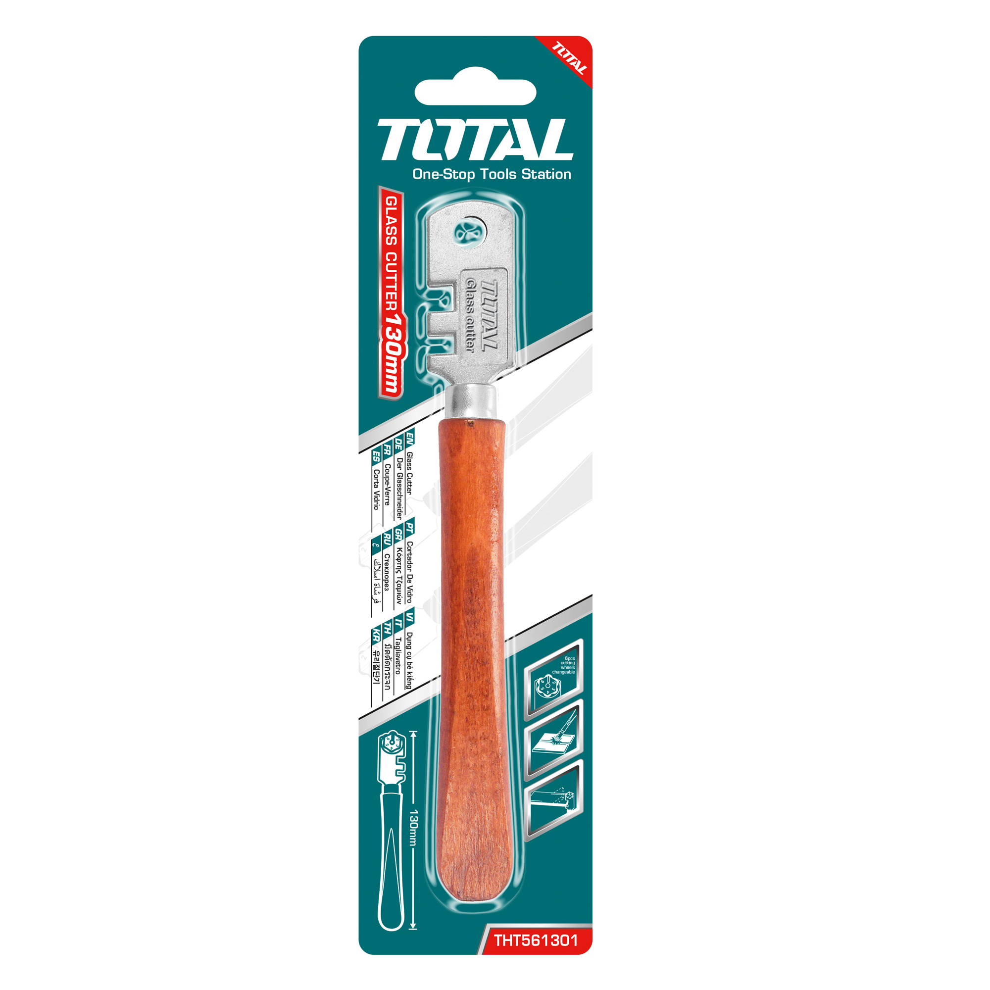 Glass cutter THT561301 | 130 mm | Wooden handle