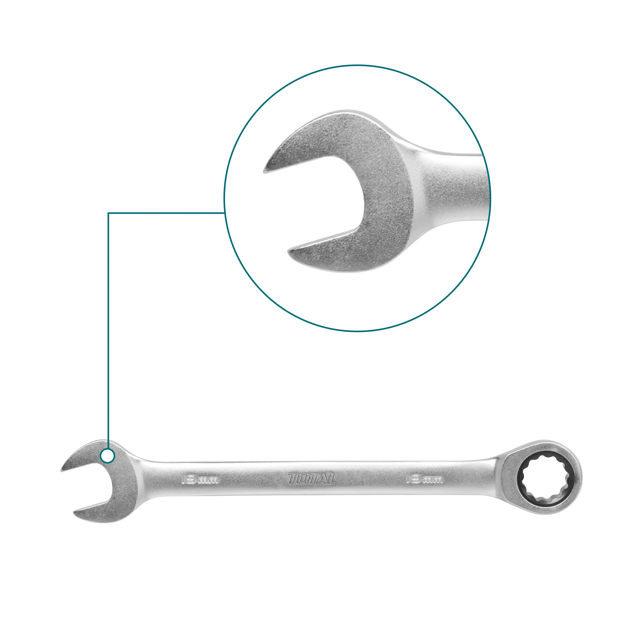 Ratchet Combination Wrench TCSPAR | 17 x 225 mm | Chrome-vanadium (Cr-V)