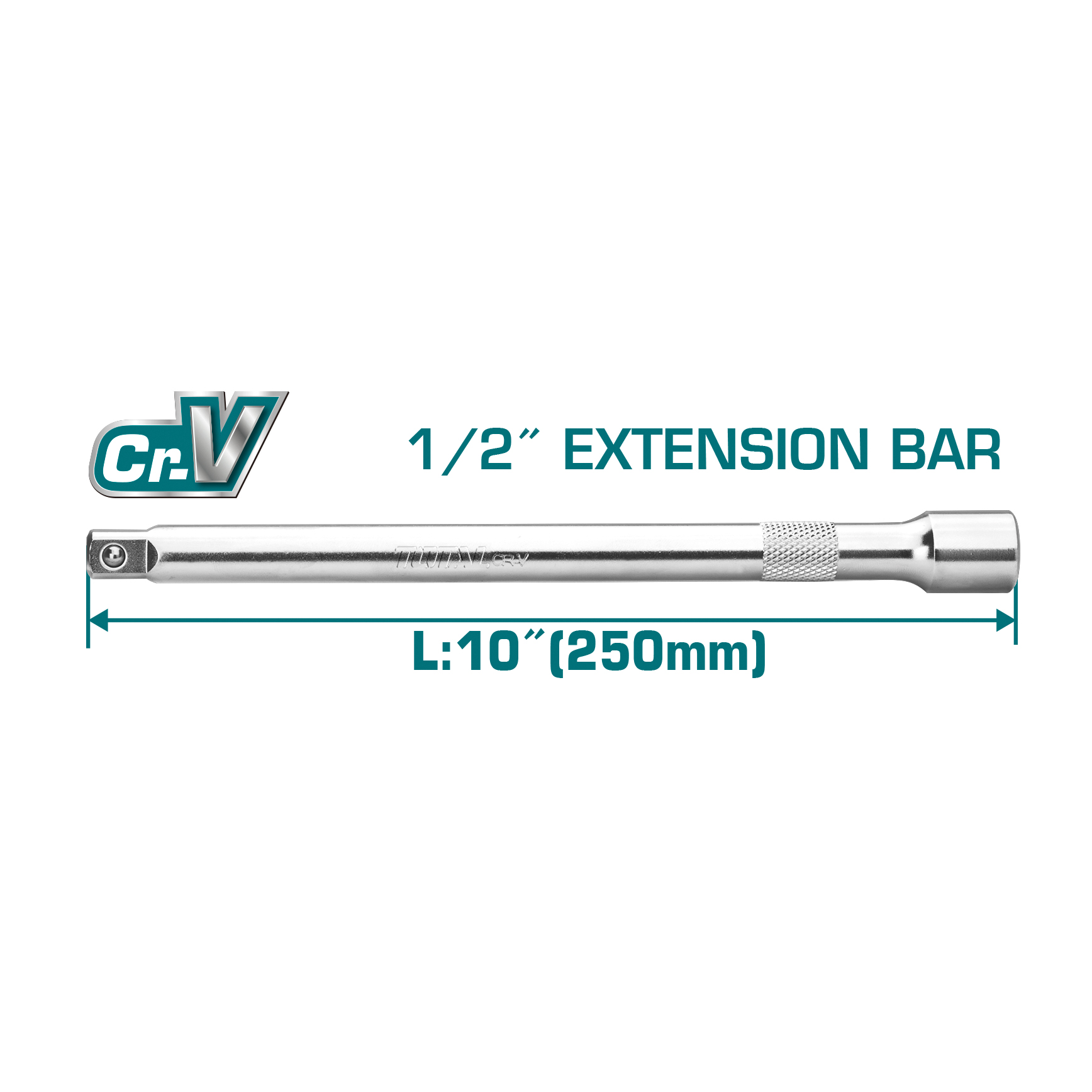 Square drive extension bar 1/2'' THEB12 | 250 mm | Chrome-vanadium (Cr-V)