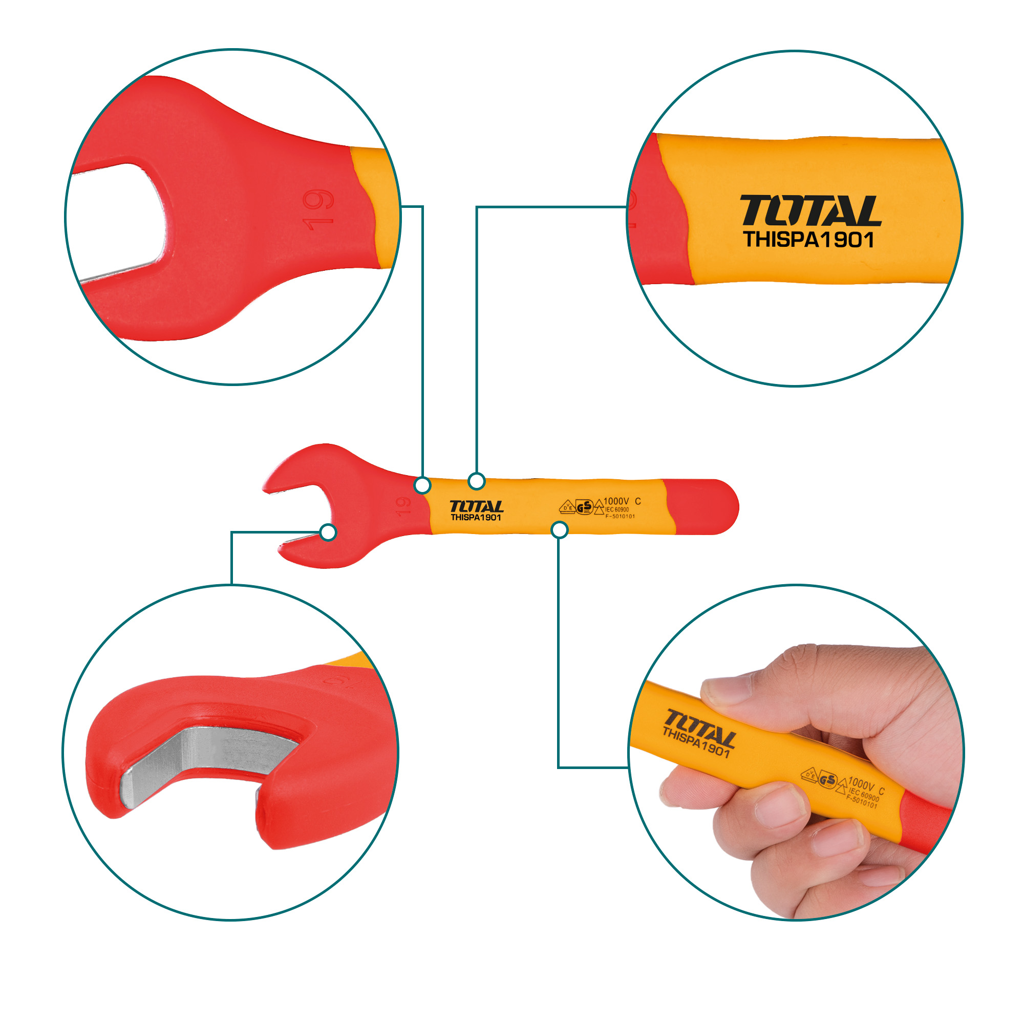 Set of 7 insulated open-end wrenches THKISPA0701
