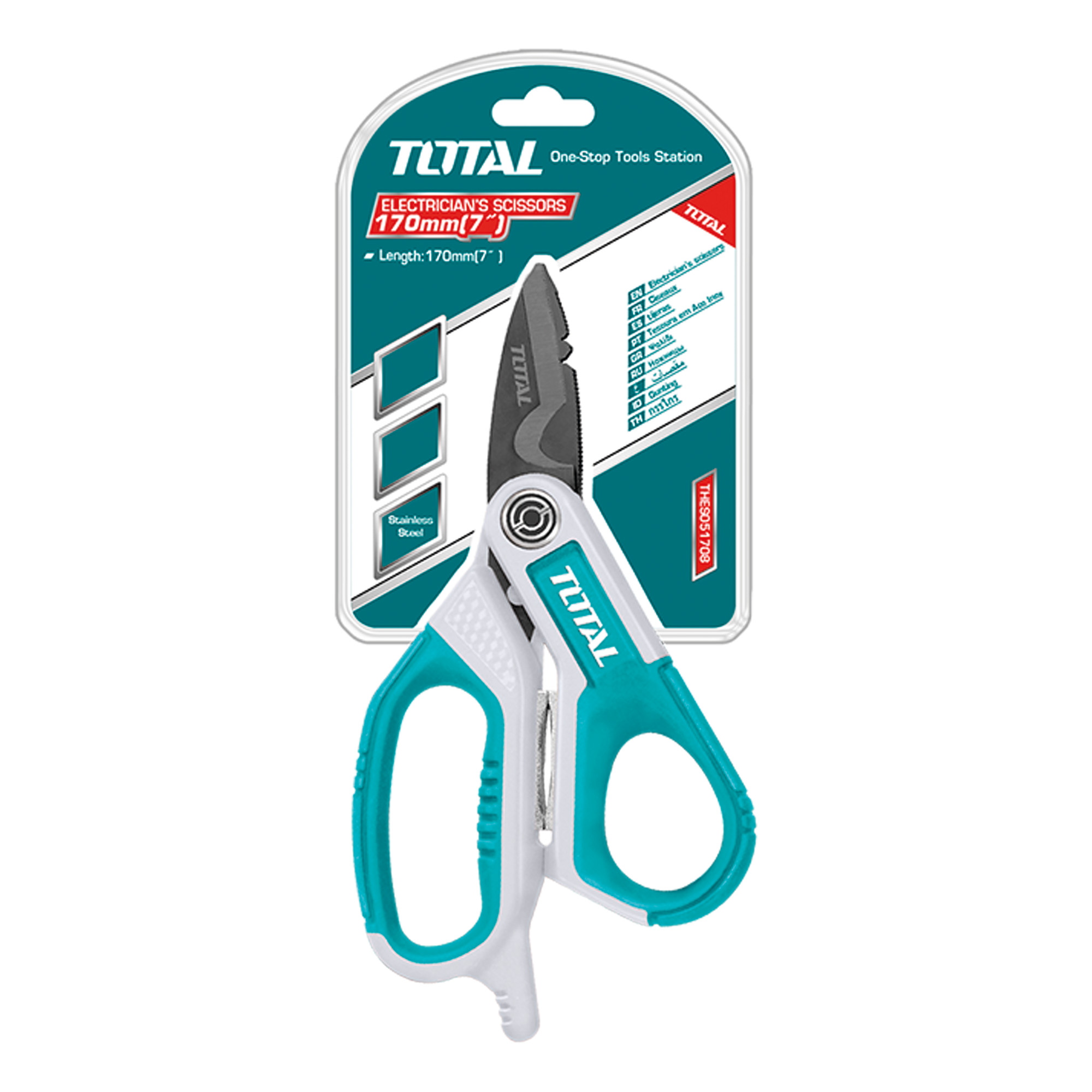 Titanium electrician scissors THES051708 | 170 mm | Stainless steel